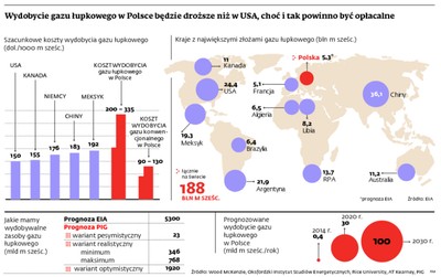 Gaz łupkowy w Polsce: wydobycie będzie dwa razy droższe niż w USA