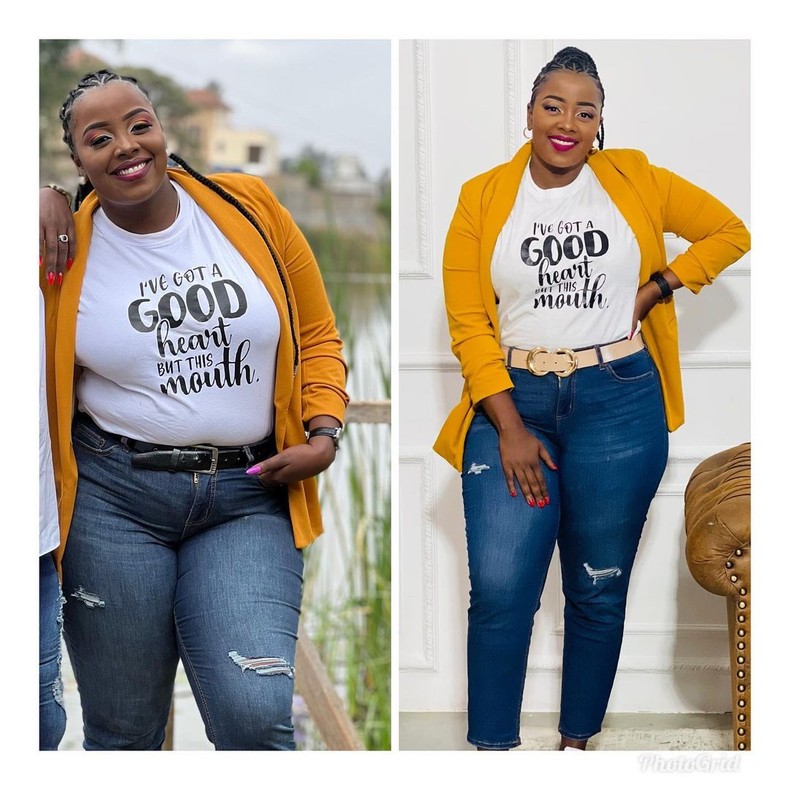 Jackie Matubia before and after undergoing weight loss procedure