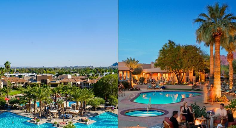 The Phoenician (L) and the Hermosa Inn (R) are two of Arizona's top hotels.Joey Hadden/Business Insider, Hermosa Inn