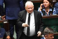 Prezes PiS Jarosław Kaczyński na sali plenarnej podczas posiedzenia Sejmu
