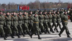 Female Russian soldiers during the rehearsals for the Victory Day Military Parade, April 18, 2022.Contributor/Getty Images