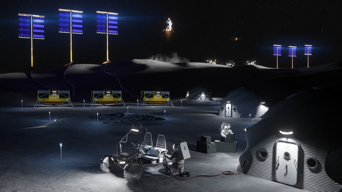 NASA je objavila vizuelne prikaze planirane baze na Mesecu, koja bi obuhvatala stambene module, sisteme za napajanje energijom i rover vozila za istraživanje površine | Foto: NASA