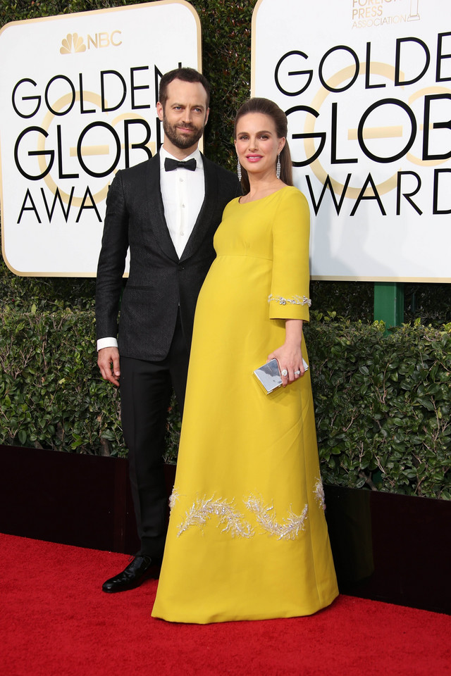 Benjamin Millepied i Natalie Portman w ciąży na czerwonym dywanie (Złote Globy 2017)