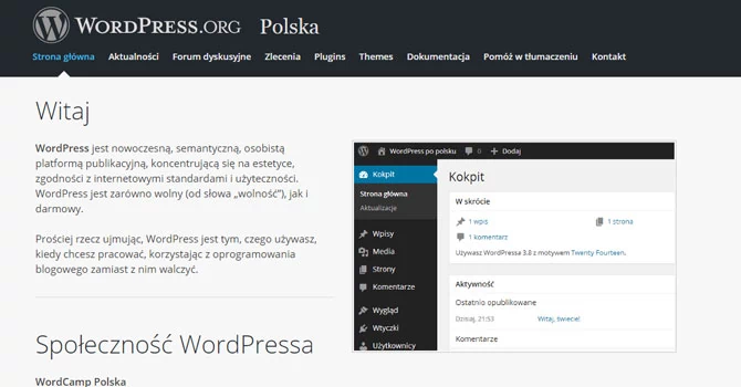 Strona polskiej społeczności WordPress, pewne źródło informacji i oprogramowania.