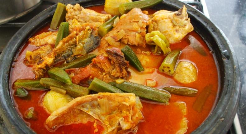 Fufu with palm nut soup