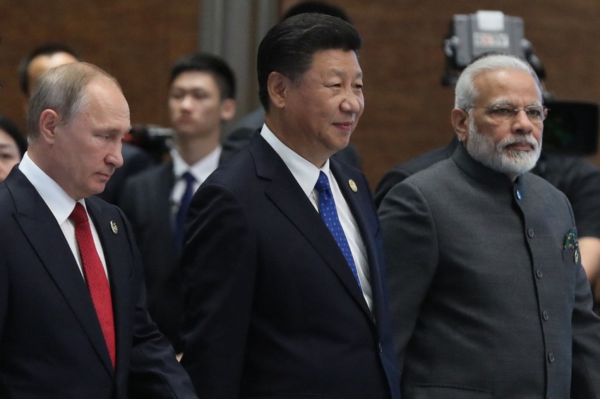 Vladimir Putin, Si Đinping i Narendra Modi na marginama samita BRIKS-a u Sjamenu 2017.