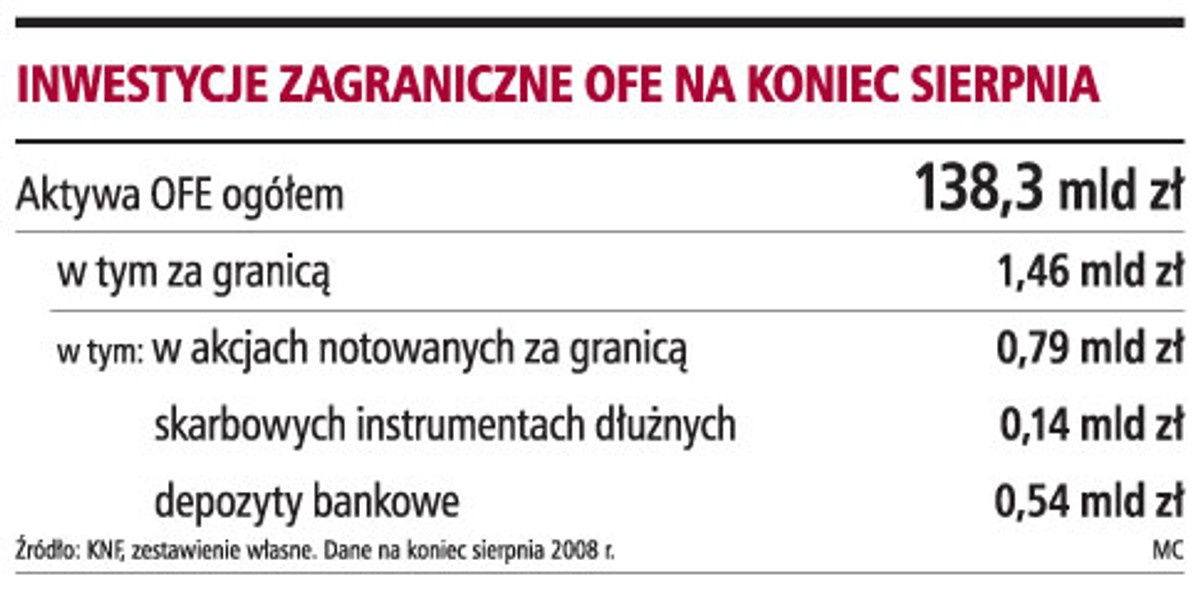 Inwestycje zagraniczne OFE na koniec sierpnia
