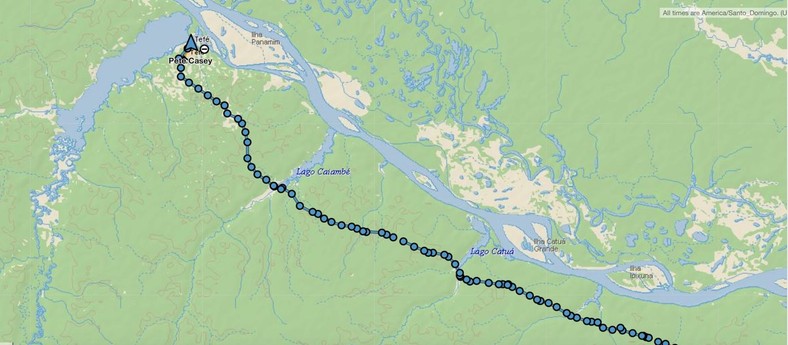 Trasa przejścia przez dżunglę od Coari do Tefe, Brazylia