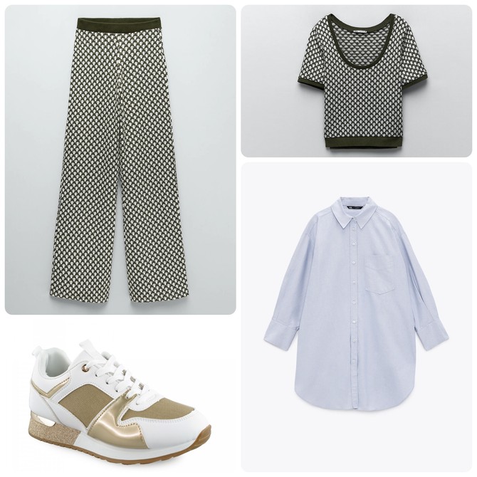 Bluza, pantalone i košulja „Zara“, patike „Metro“