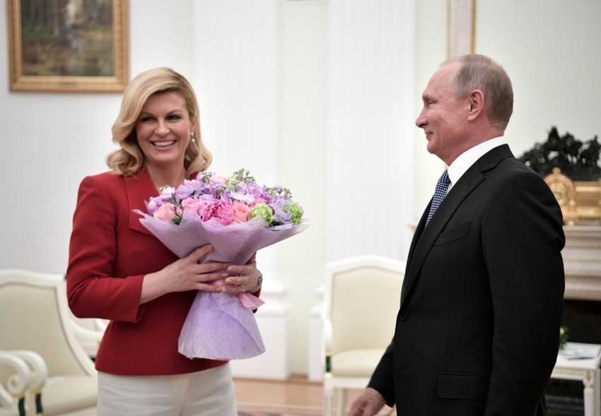 Kolinda Grabar Kitarović i Vladimir Putin u Moskvi 15. jula 2018.