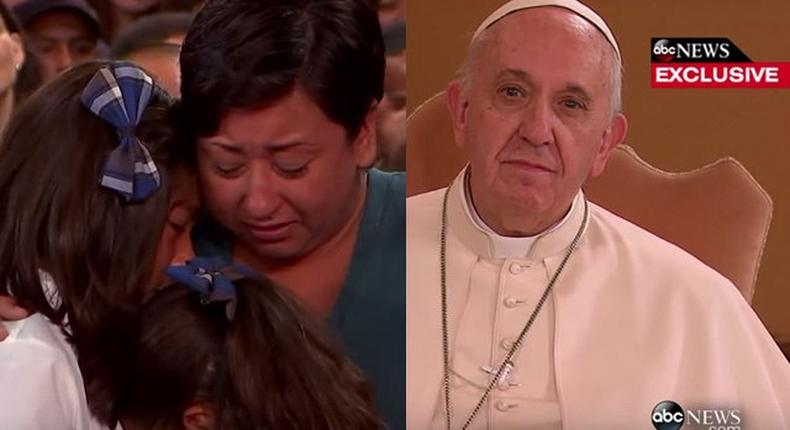 Pope Francis consoles single mother of two, Rosemary Farfan