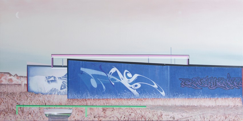 Dragan Zdravković, Enklava, ulje i akrilik na platnu, 380x180cm, 2017.