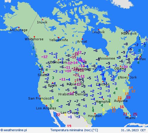 Temperatura nocami spada w USA do -20 st. C