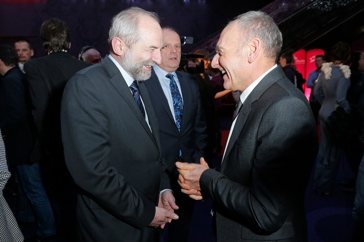 Juliusz Braun i Czesław Lang na premierze filmu 'Jack Strong'