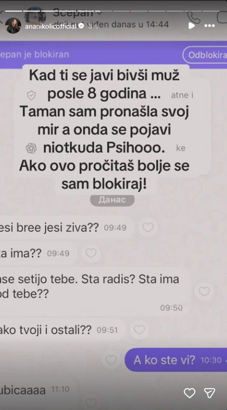 Ana Nikolić, prepiska
