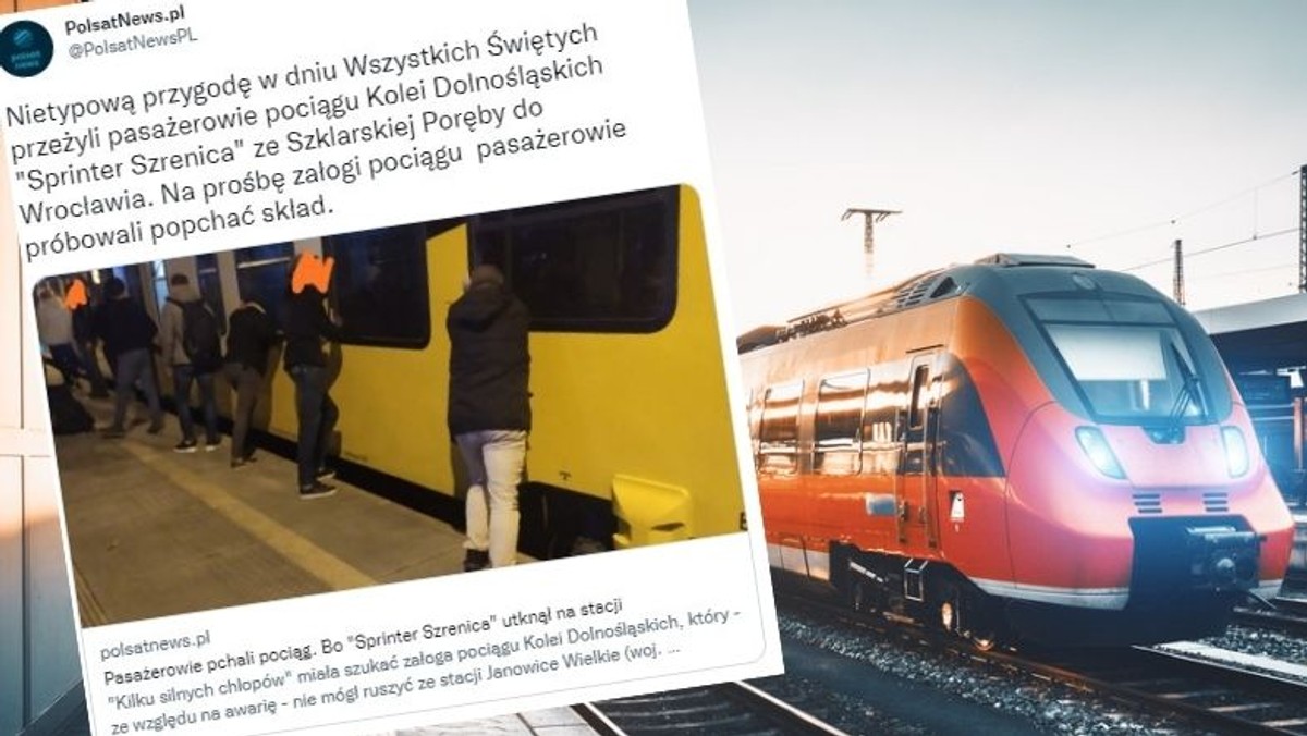 Dolny Śląsk. Podróżni próbowali przepchnąć pociąg, który uległ awarii