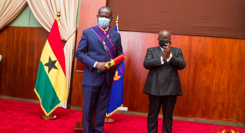 Akufo-Addo confers The State Honor of Ghana: Companion of the Order of Volta, on the Chief Executive Officer of Ghana COCOBOD, Hon. Joseph Boahen Aidoo.