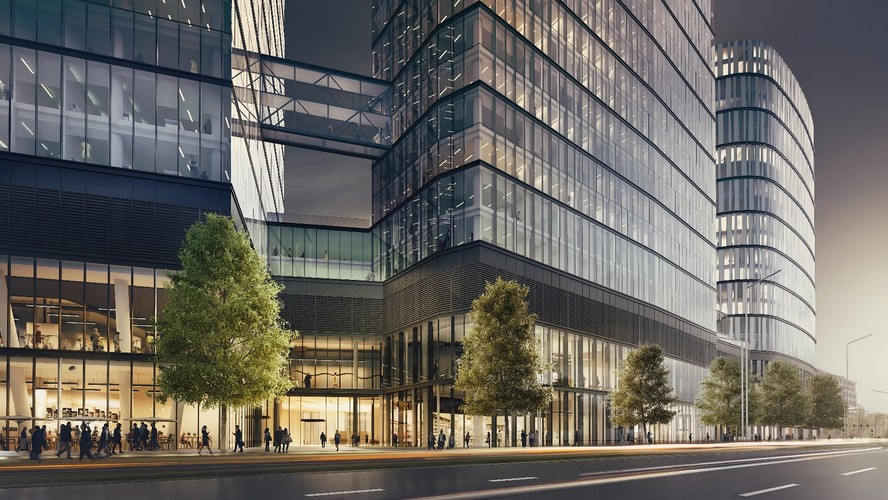 Docelowo w The Warsaw HUB będzie funkcjonowało centrum współpracy startupów i korporacji – The Heart Warsaw, który obecnie swoją siedzibę ma w Warsaw Spire. <br><br>The Warsaw HUB - wizualizacja. Źródło: Ghelamco Poland