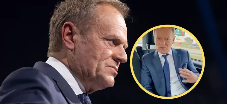 Donald Tusk pokazał nagranie z auta. Internauci patrzą na jedno. "Kolejne wykroczenie?"