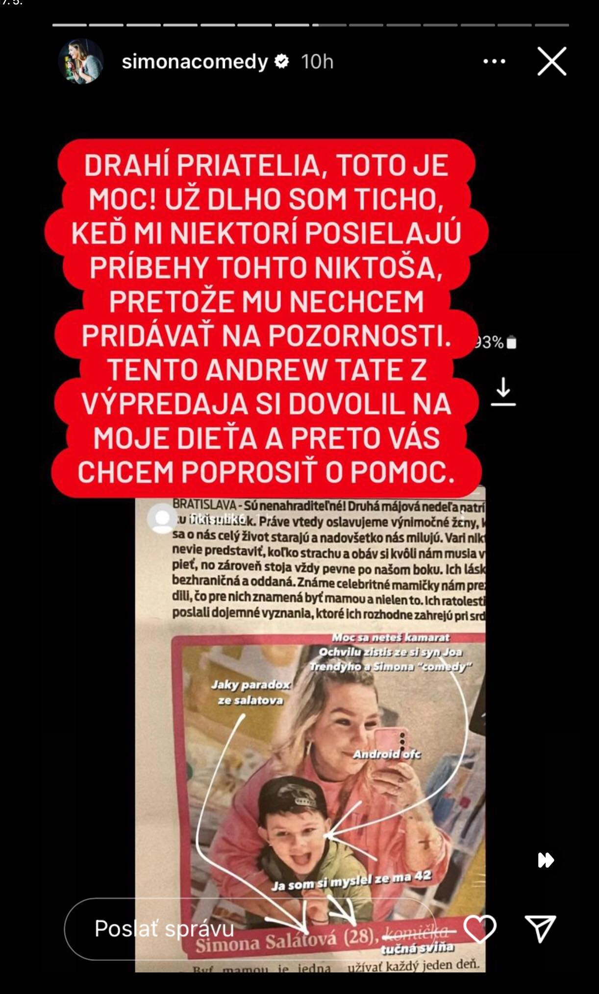 Salátová nemohla ostať ticho.