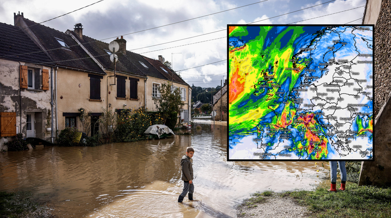 Kolejne powodzie atakują południe i południowy zachód Europy. Na zdjęciu zalany region Seine-et-Marne 10 października (mapa: meteologix.com)