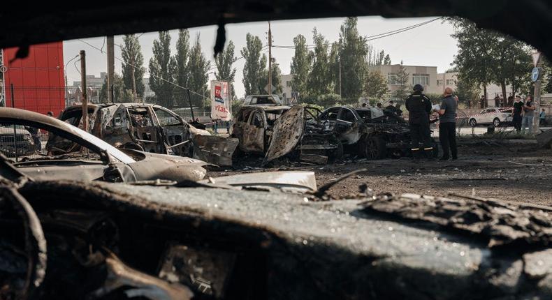 The aftermath of a strike on Sumy, Ukraine.Libkos/ Getty Images