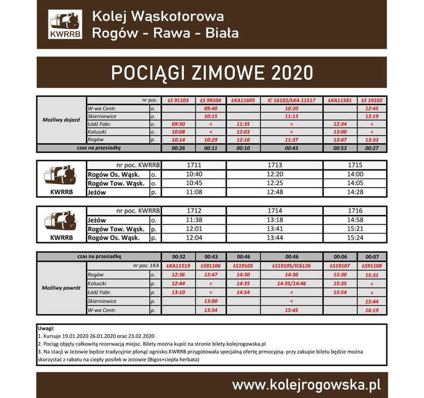 Zimowa wycieczka kolejką wąskotorową? Rogów zaprasza