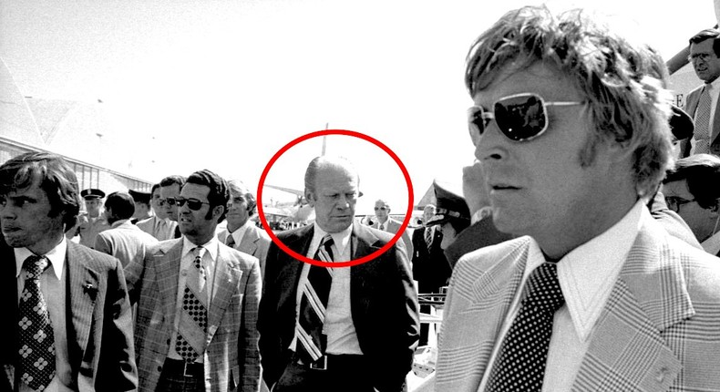 President Gerald Ford in the aftermath of the attempt on his life in Sacramento, California.