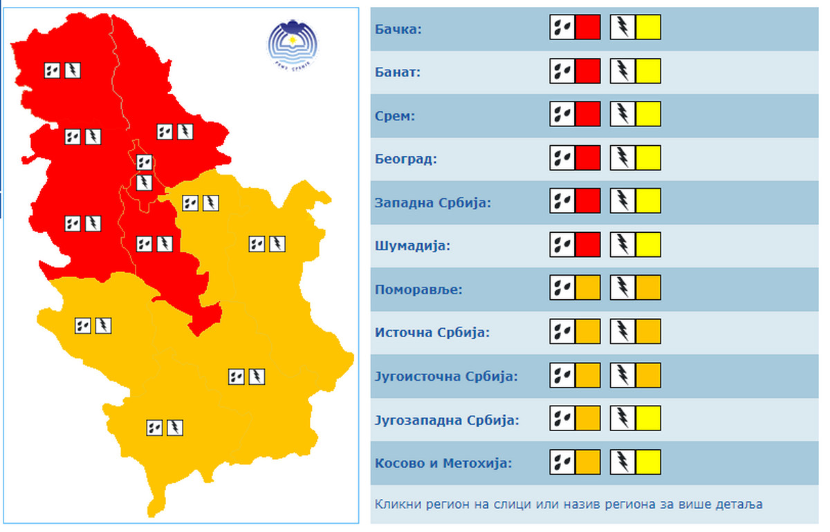 Meteoalarm za nedelju