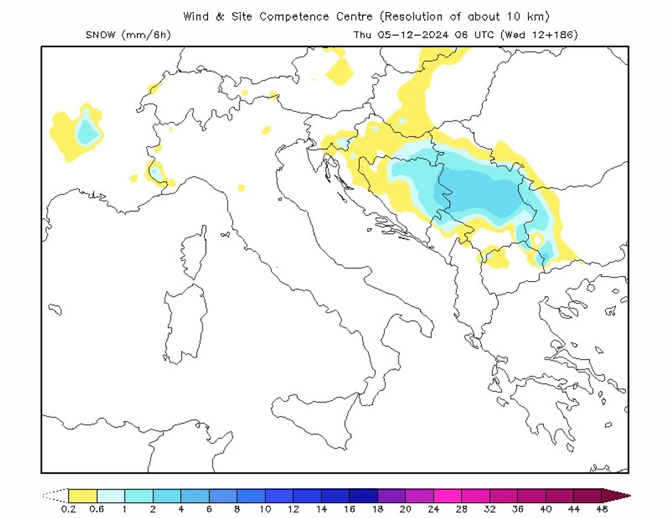 Mapa snega za 5. decembar
