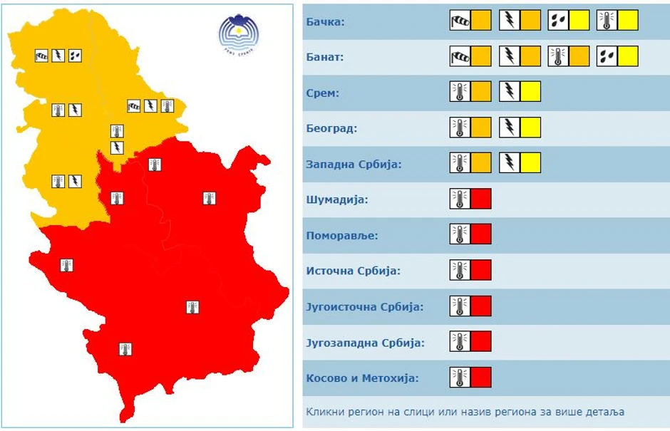 Srbija u sredu podeljena na dve klimatske zone, prema RHMZ