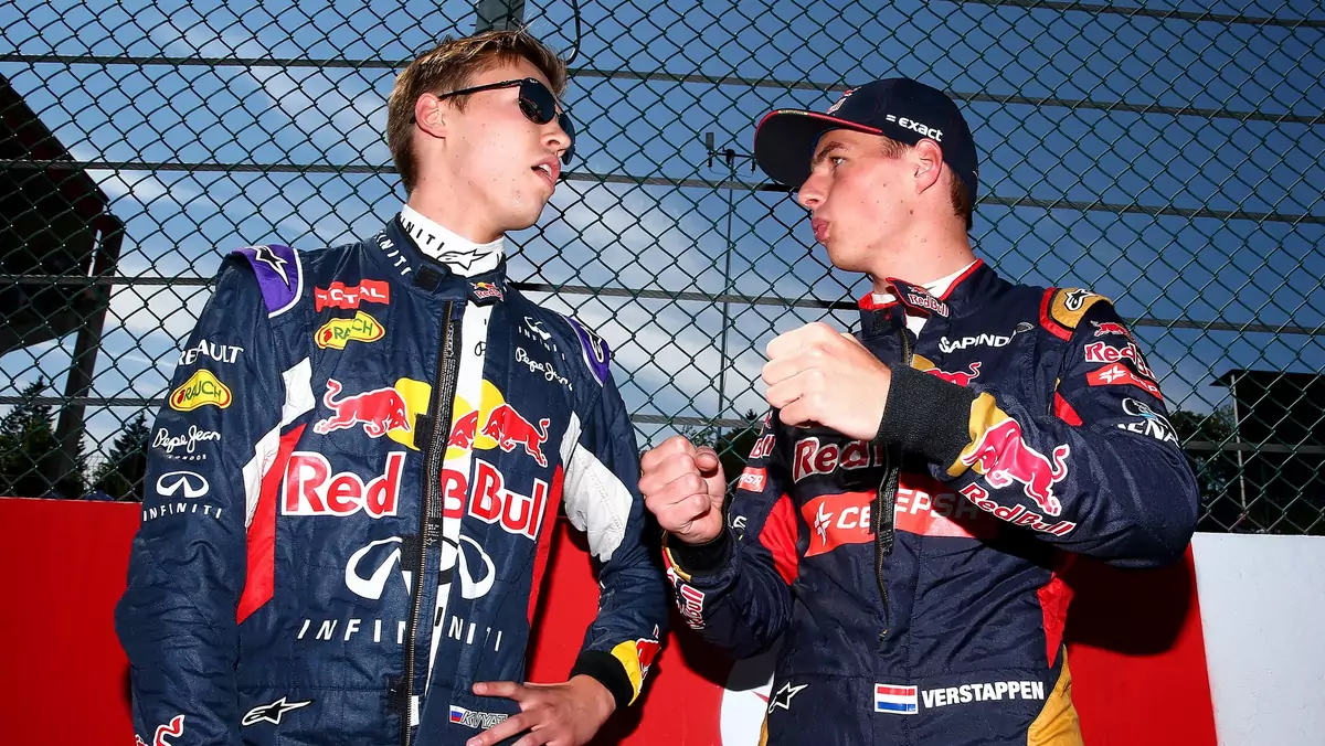 Danił Kwiat i Max Verstappen