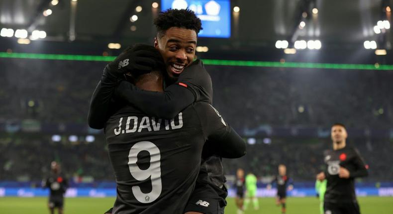 Jonathan David and Angel Gomes both got on the scoresheet as Lille beat Wolfsburg to reach the Champions League last 16 Creator: Ronny HARTMANN