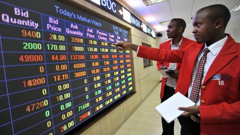 The trading board at the Nairobi Securities Exchange. 