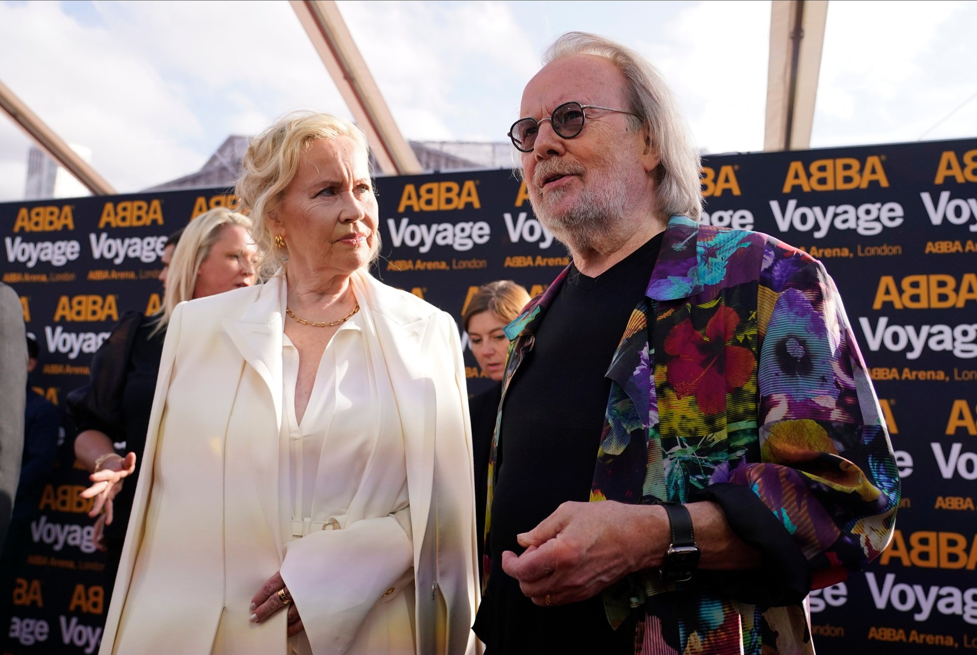 Agnetha Faltskogová a Benny Andersson na premiére koncertného programu skupiny ABBA.