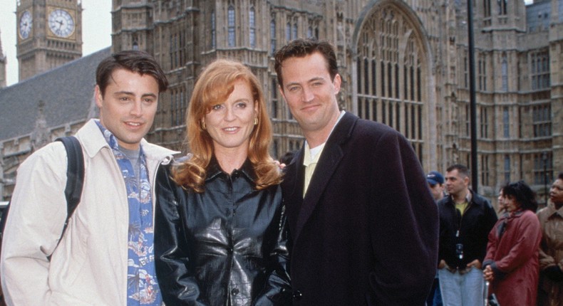 Matt LeBlanc as Joey Tribbiani, Sarah Ferguson as herself, and Matthew Perry as Chandler Bing.Oliver Upton/NBCU Photo Bank/NBCUniversal via Getty Images via Getty Images