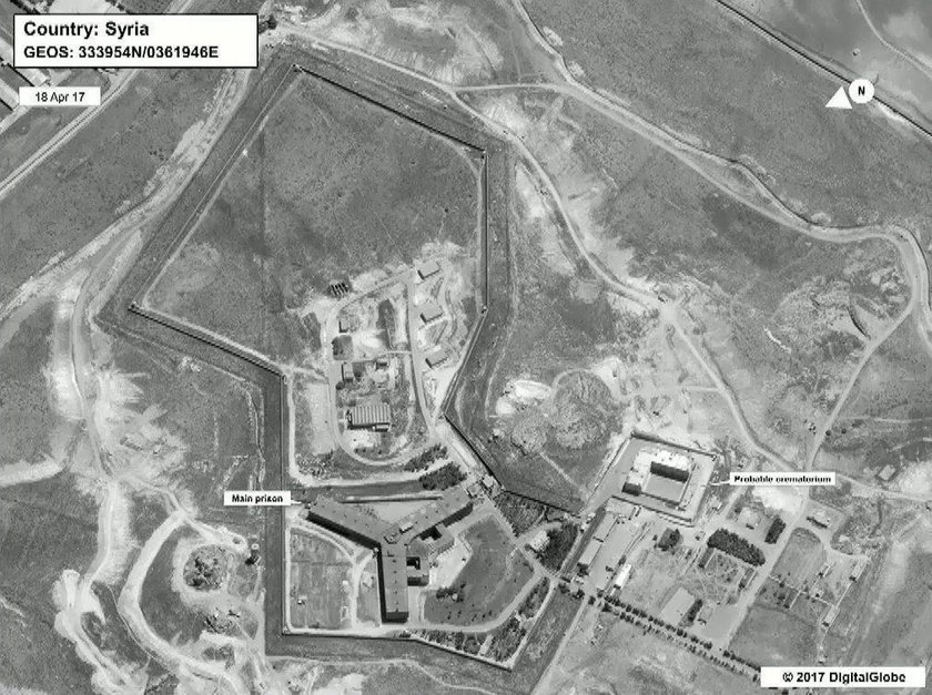 Satellite image of section of Syria's Sednaya prison complex near Damascus