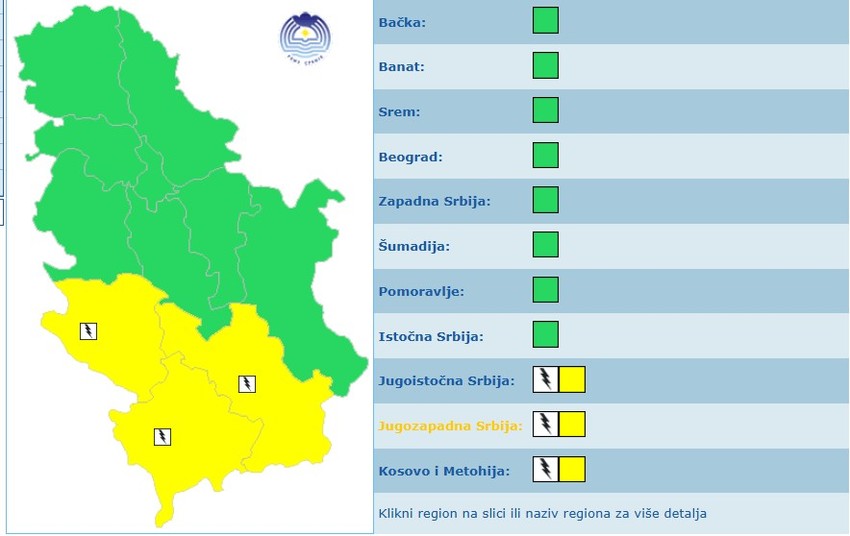 Meteoalarm za petak
