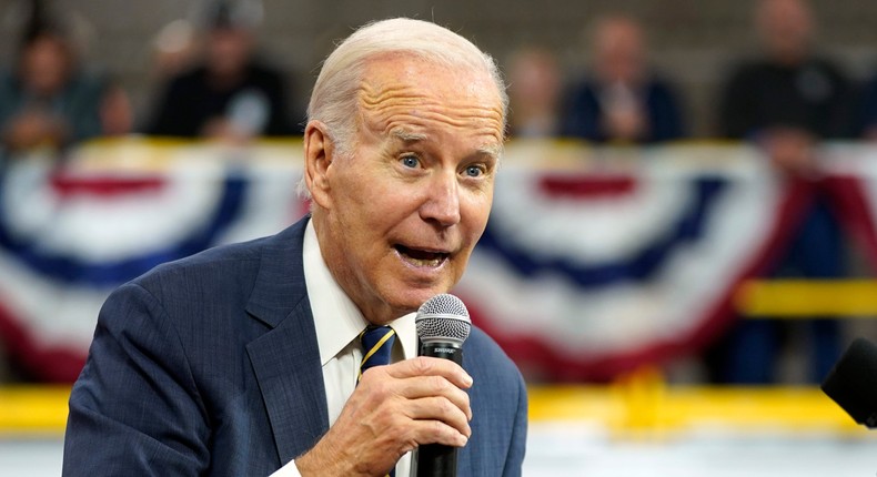 President Joe Biden speaks about manufacturing jobs and the economy at SK Siltron CSS, a computer chip factory in Bay City, Mich., Tuesday, Nov. 29, 2022.AP Photo/Patrick Semansky