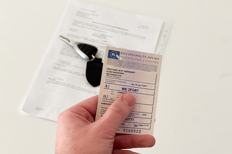 Pozwolenie czasowe, dowód rejestracyjny