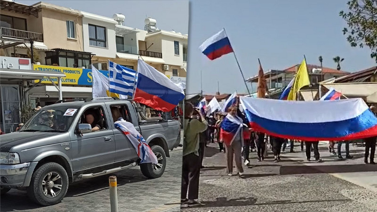 Cypr. Prorosyjska demonstracja. "Powitali ich tak, jak powitano rosyjski okręt wojenny"
