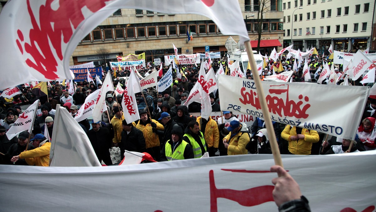 Warszawa: protest związkowców PGE