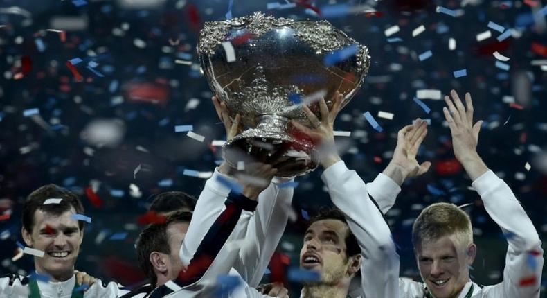Andy Murray (2nd right) led Britain to the Davis Cup title in 2015