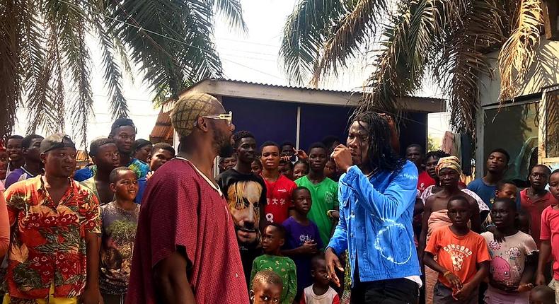 Beniton and Stonebwoy on set for 'Struggles'