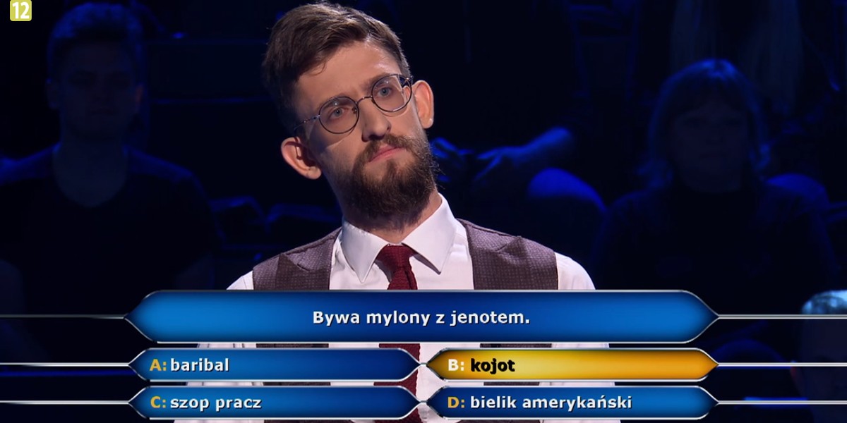 "Milionerzy" - Michał polegał na pytaniu o jenota