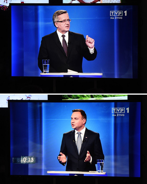 Bronisław Komorowski i Andrzej Duda w trakcie debaty prezydenckiej