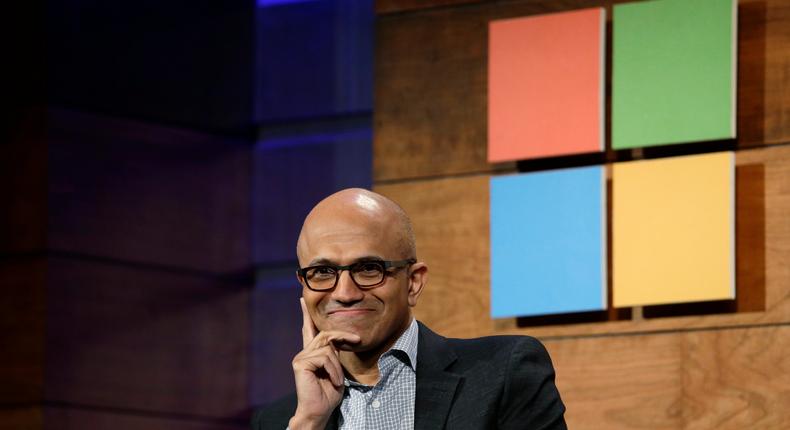 Microsoft CEO Satya Nadella listens to a question at the annual Microsoft shareholders meeting Wednesday, Nov. 30, 2016, in Bellevue, Wash.