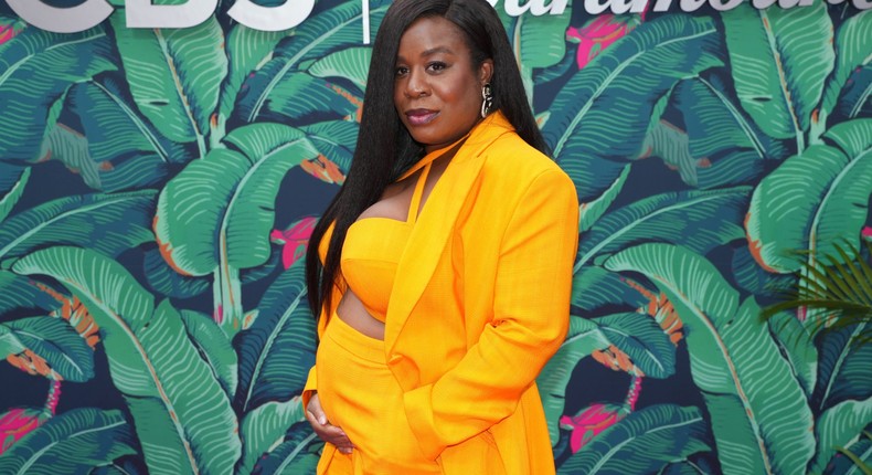 Aduba cradled her belly on the red carpet.Sean Zanni/Patrick McMullan via Getty Images)