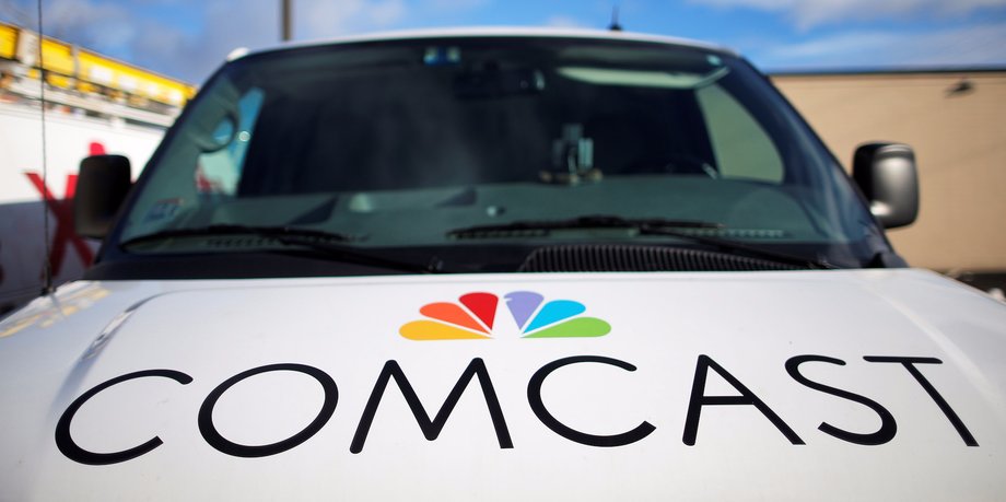 A technician's vehicle sits in the parking lot at a Comcast facility in Lawrence, Massachusetts, U.S. January 25, 2017.