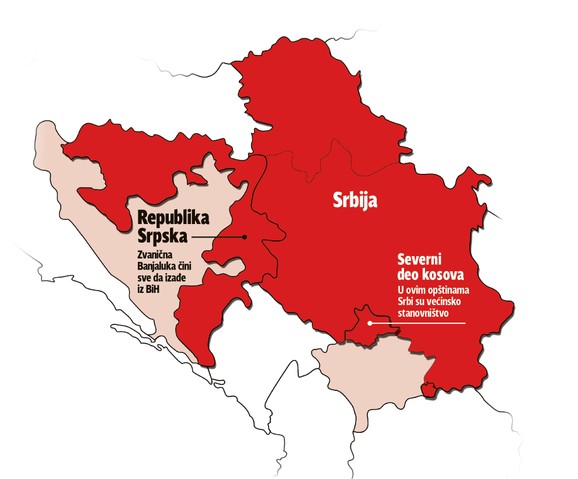 Карта республики сербской и сербии